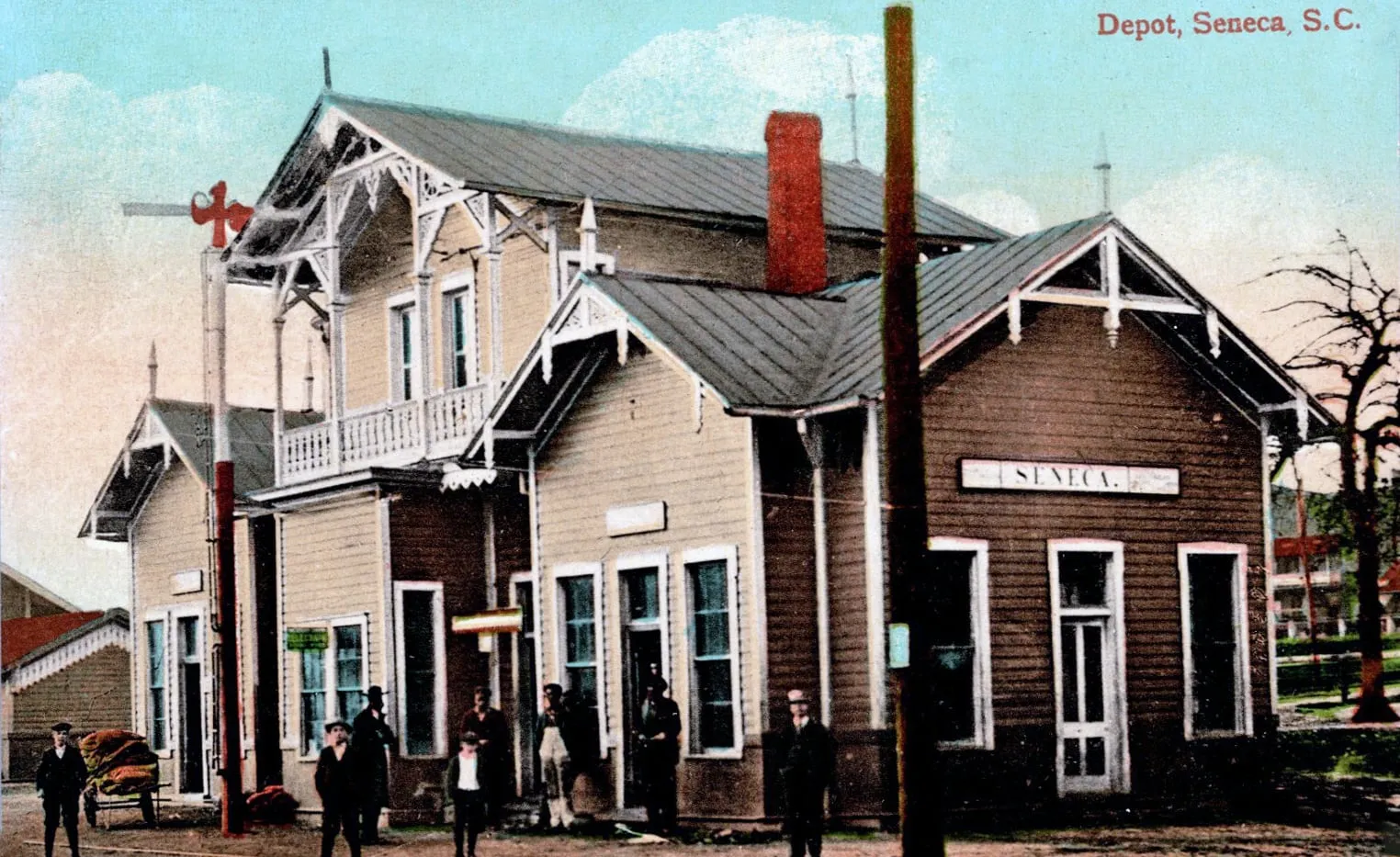 The Seneca depot on a 1908 postcard