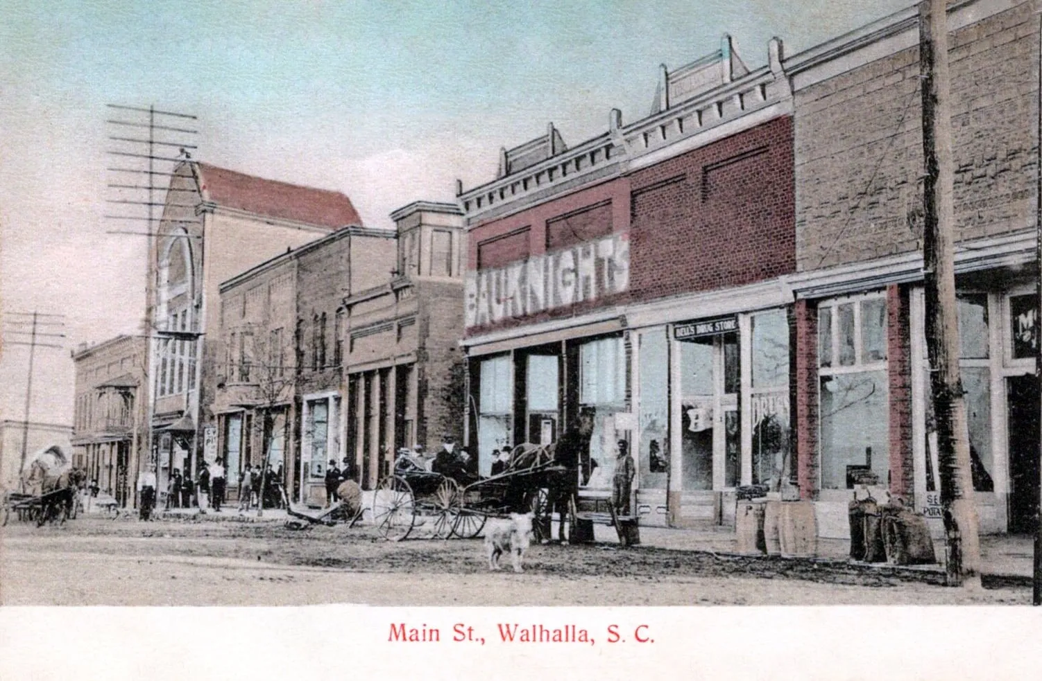 1908 postcard of Main Street in Walhalla, South Carolina